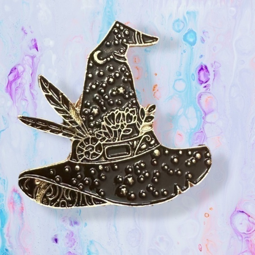 4/$25- Witches Hat Enamel Pin (enlarged in cover shot)